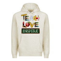 Oatmeal Heather teach love inspire Premium Hoodie - BarkalooDesign