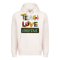 Pale Pink teach love inspire Premium Hoodie - BarkalooDesign