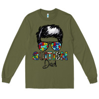 Army Green autism dad Long Sleeve Tee - CowhideDigitalArt