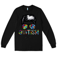 Black autism dad Long Sleeve Tee - CowhideDigitalArt