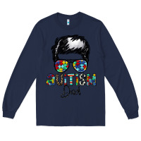 Navy autism dad Long Sleeve Tee - CowhideDigitalArt