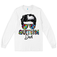 White autism dad Long Sleeve Tee - CowhideDigitalArt
