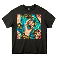 Asphalt nail art with leopard and turquoise  gemstone seamless pattern bbs Heavy Core Tee - BundleAndBundleShop