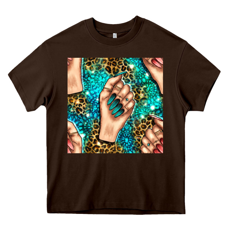Nail Art With Leopard And Turquoise  Gemstone Seamless Pattern Bbs Heavy Core Tee by BundleAndBundleShop | Teevron