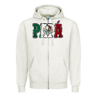 Oatmeal Heather Mexican Flag Papá Zipper Hoodie - Jasminsmagicworld