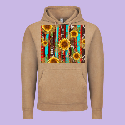 Western Sunflower Cactus Serape And Cowhide Vintage Hoodie Designed By Artiststas