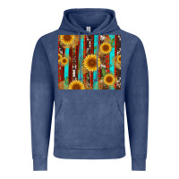 Vintage Denim western sunflower cactus serape and cowhide Vintage Hoodie - Artiststas