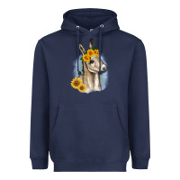 Navy Sunflower Baby Donkey Heavyweight Hoodie - RanaPortraitStore