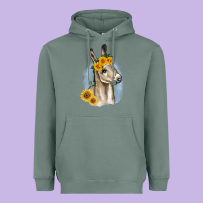 Sunflower Baby Donkey Heavyweight Hoodie Designed By Ranaportraitstore