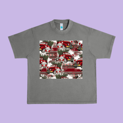 Vintage Christmas Car Pattern Urban Heavy Tee Designed By Cowhidedigitalart