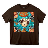 Chocolate Brown dog coffee cups and food container with cowhide seamless pattern bbs Heavy Core Tee - BundleAndBundleShop