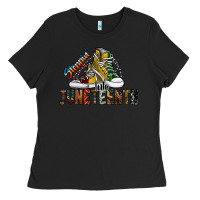 Black steppin into juneteenth Ladies Tee - SublimationCraftShop