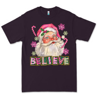 Plum Pink Believe Santa Christmas Premium Tee - FaDigitalArtStudio
