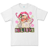 White Pink Believe Santa Christmas Premium Tee - FaDigitalArtStudio