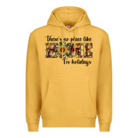 Mustard there's no place like home for holidays Premium Hoodie - RanaPortraitStore