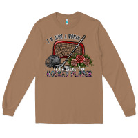 Toasted Coconut i'm just a woman who loves her hockey player Long Sleeve Tee - SublimationCraftShop