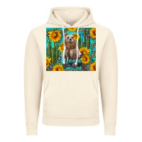 Vintage Artic mama bear with sunflowers and cactus Vintage Hoodie - Artiststas