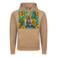Vintage Coffee mama bear with sunflowers and cactus Vintage Hoodie - Artiststas
