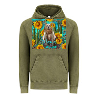Vintage Olive mama bear with sunflowers and cactus Vintage Hoodie - Artiststas