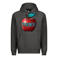 Charcoal Heather apple teacher Premium Hoodie - BarkalooDesign