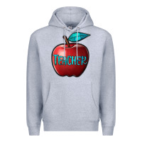 Heather Grey apple teacher Premium Hoodie - BarkalooDesign