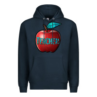 Navy apple teacher Premium Hoodie - BarkalooDesign