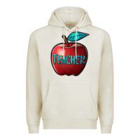 Oatmeal Heather apple teacher Premium Hoodie - BarkalooDesign