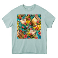 Arona honey and bee coffee cup with flowers and leopard seamless pattern bbs Heavy Core Tee - BundleAndBundleShop