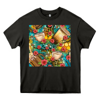 Asphalt honey and bee coffee cup with flowers and leopard seamless pattern bbs Heavy Core Tee - BundleAndBundleShop
