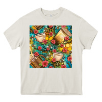 Cream honey and bee coffee cup with flowers and leopard seamless pattern bbs Heavy Core Tee - BundleAndBundleShop