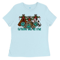 Baby Blue Christmas With Tribe Ladies Tee - CowhideDigitalArt
