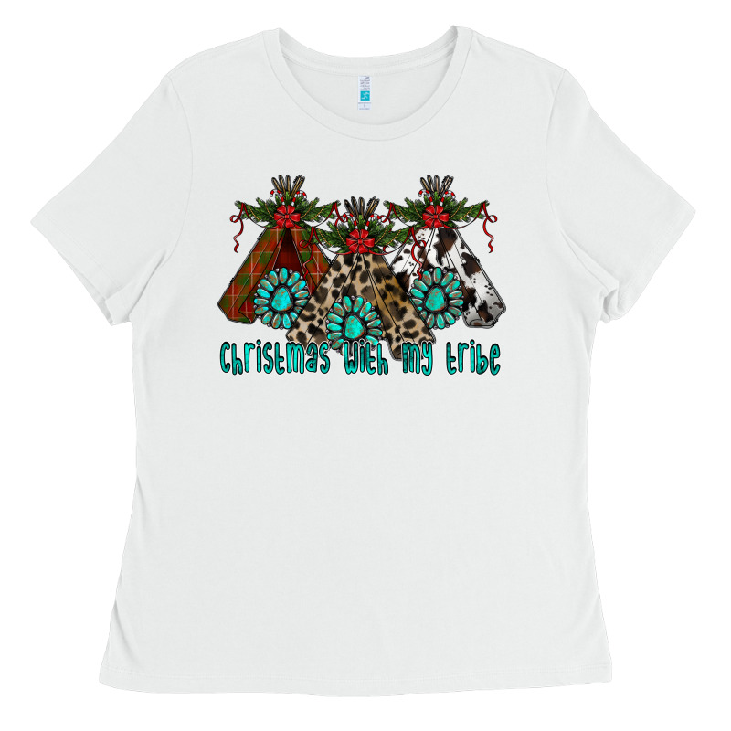 Christmas With Tribe Ladies Tee by CowhideDigitalArt | Teevron