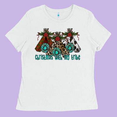 Christmas With Tribe Ladies Tee Designed By Cowhidedigitalart