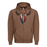 Chestnut American Bull Skull Gemstone Zipper Hoodie - Jasminsmagicworld