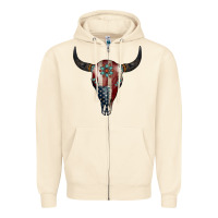 Sandshell American Bull Skull Gemstone Zipper Hoodie - Jasminsmagicworld