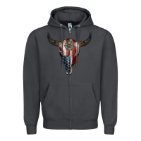 Smoke American Bull Skull Gemstone Zipper Hoodie - Jasminsmagicworld