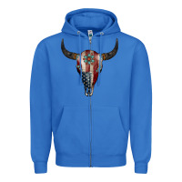 True Royal American Bull Skull Gemstone Zipper Hoodie - Jasminsmagicworld