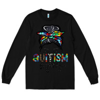 Black autism mom Long Sleeve Tee - CowhideDigitalArt