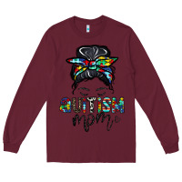 Burgundy autism mom Long Sleeve Tee - CowhideDigitalArt
