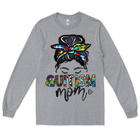 Heather Grey autism mom Long Sleeve Tee - CowhideDigitalArt