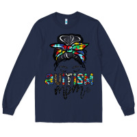 Navy autism mom Long Sleeve Tee - CowhideDigitalArt