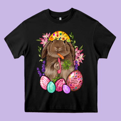 Rabbit And Carrot Easter Heavy Core Tee Designed By Bundleandbundleshop