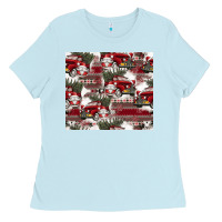 Baby Blue vintage christmas car pattern Ladies Tee - CowhideDigitalArt