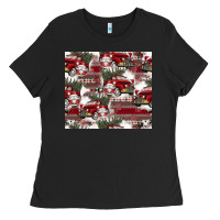 Vintage Christmas Car Pattern Ladies Tee | Teevron