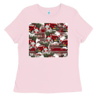 Bubblegum Pink vintage christmas car pattern Ladies Tee - CowhideDigitalArt