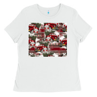 White vintage christmas car pattern Ladies Tee - CowhideDigitalArt