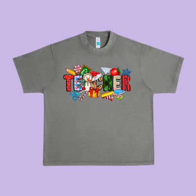 Christmas Teacher Urban Heavy Tee Designed By Cowhidedigitalart