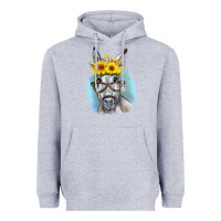 Heather Grey Sunflower Glasses Donkey Heavyweight Hoodie - RanaPortraitStore