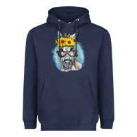 Navy Sunflower Glasses Donkey Heavyweight Hoodie - RanaPortraitStore