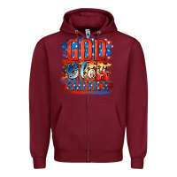 Burgundy God Bless America Zipper Hoodie - Jasminsmagicworld